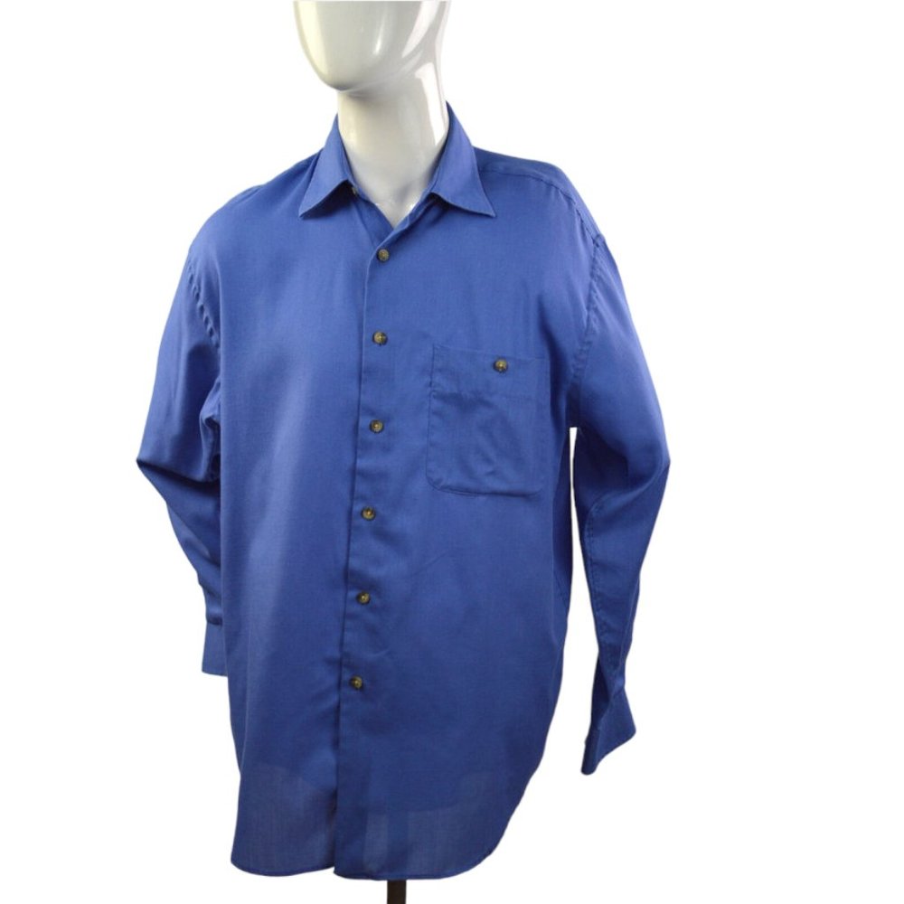 Yves Saint Laurent Men sz 15 1/2  Dress Shirt Long sleeves Blue